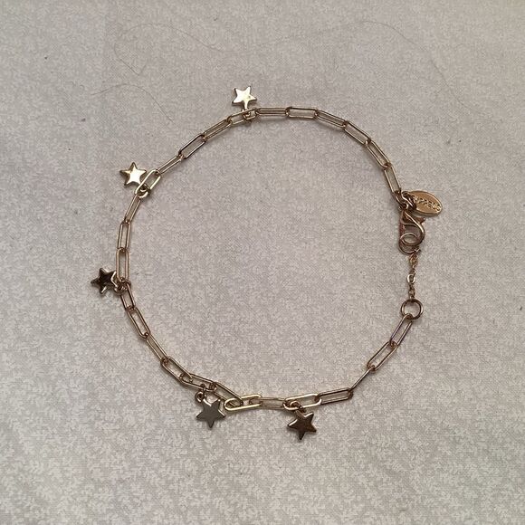 Goldtone 9” Ankle Bracelet with Stars - Picture 1 of 5